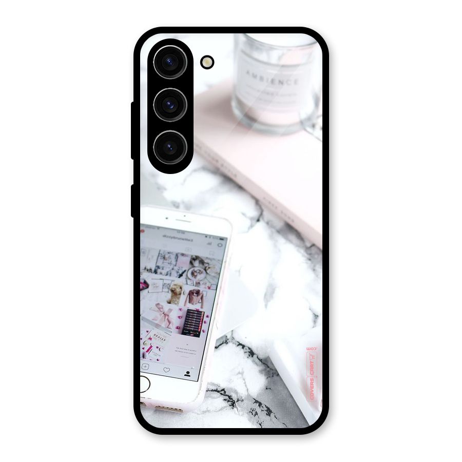Make Up And Phone Glass Back Case for Galaxy S23
