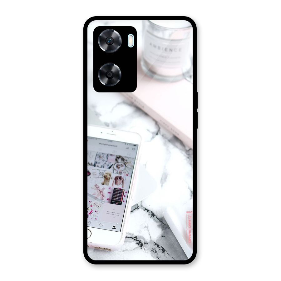 Make Up And Phone Glass Back Case for Oppo A77