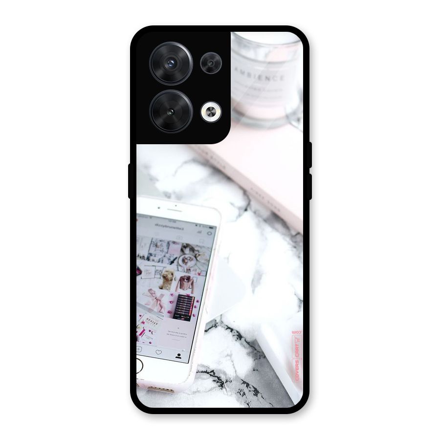 Make Up And Phone Glass Back Case for Oppo Reno8 5G