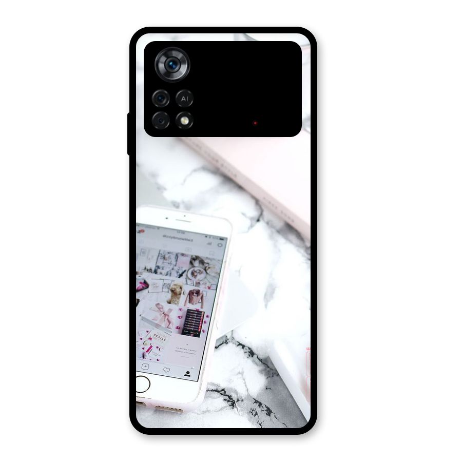 Make Up And Phone Glass Back Case for Poco X4 Pro 5G