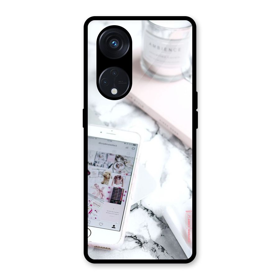 Make Up And Phone Glass Back Case for Reno8 T 5G