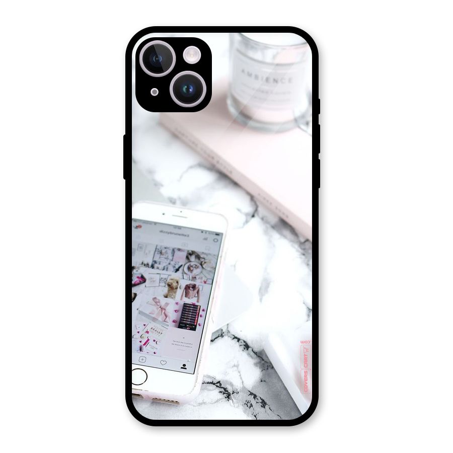 Make Up And Phone Glass Back Case for iPhone 14 Plus