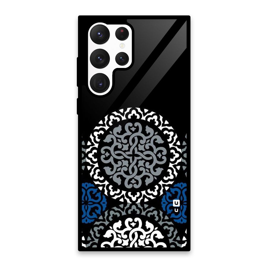 Mandala Circle Pattern Glass Back Case for Galaxy S22 Ultra 5G