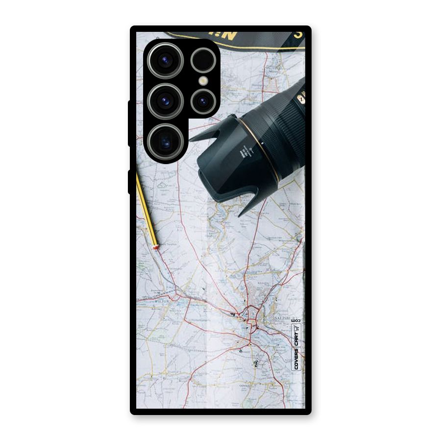 Map And Camera Glass Back Case for Galaxy S23 Ultra