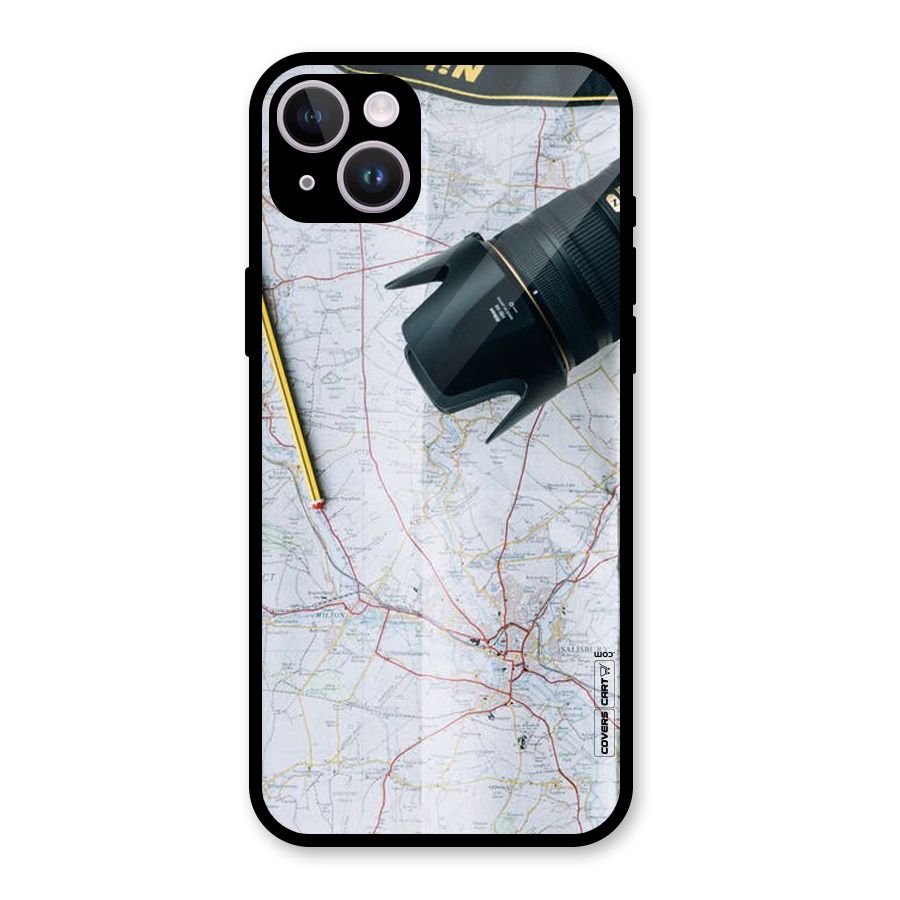 Map And Camera Glass Back Case for iPhone 14 Plus