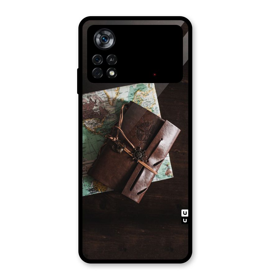 Map Journal Glass Back Case for Poco X4 Pro 5G
