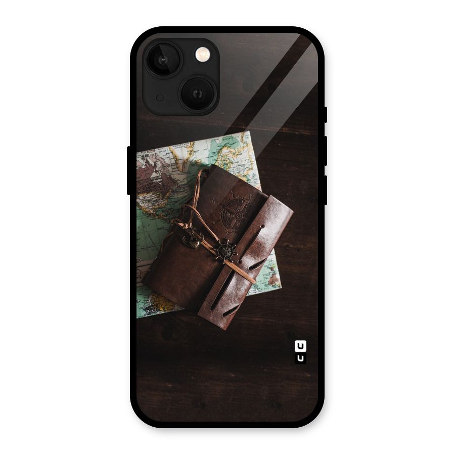 Map Journal Glass Back Case for iPhone 13