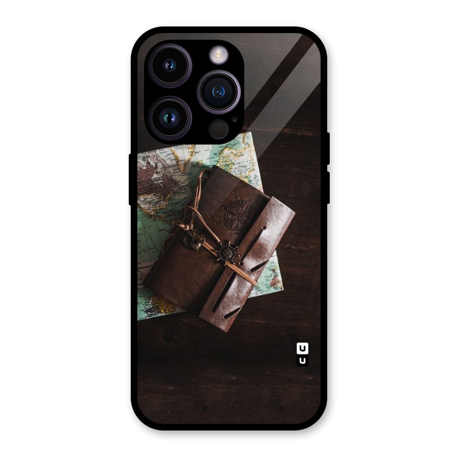 Map Journal Glass Back Case for iPhone 14 Pro