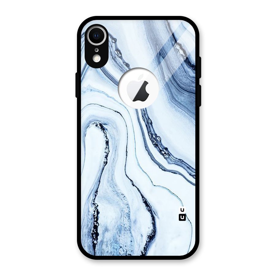 Marble Style (Printed) Glass Back Case for iPhone XR Logo Cut