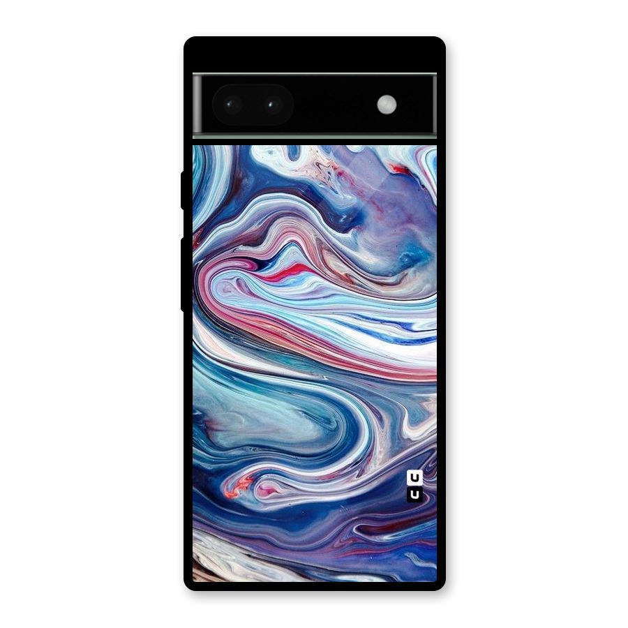Marble Style Printed Glass Back Case for Google Pixel 6a