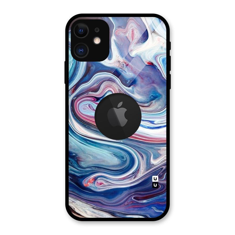 Marble Style Printed Glass Back Case for iPhone 11 Logo Cut
