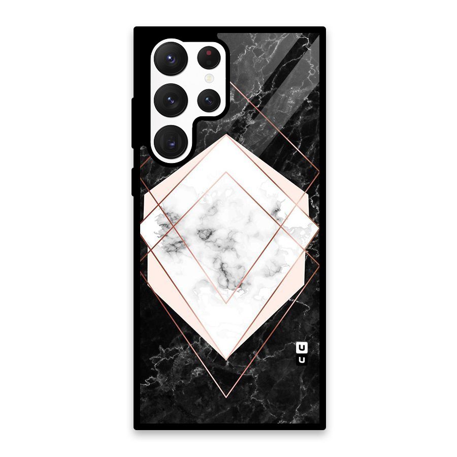 Marble Texture Print Glass Back Case for Galaxy S22 Ultra 5G