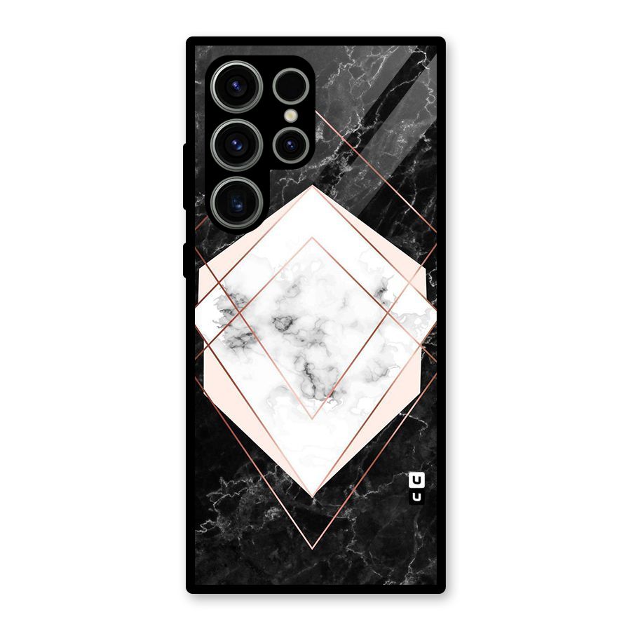 Marble Texture Print Glass Back Case for Galaxy S23 Ultra