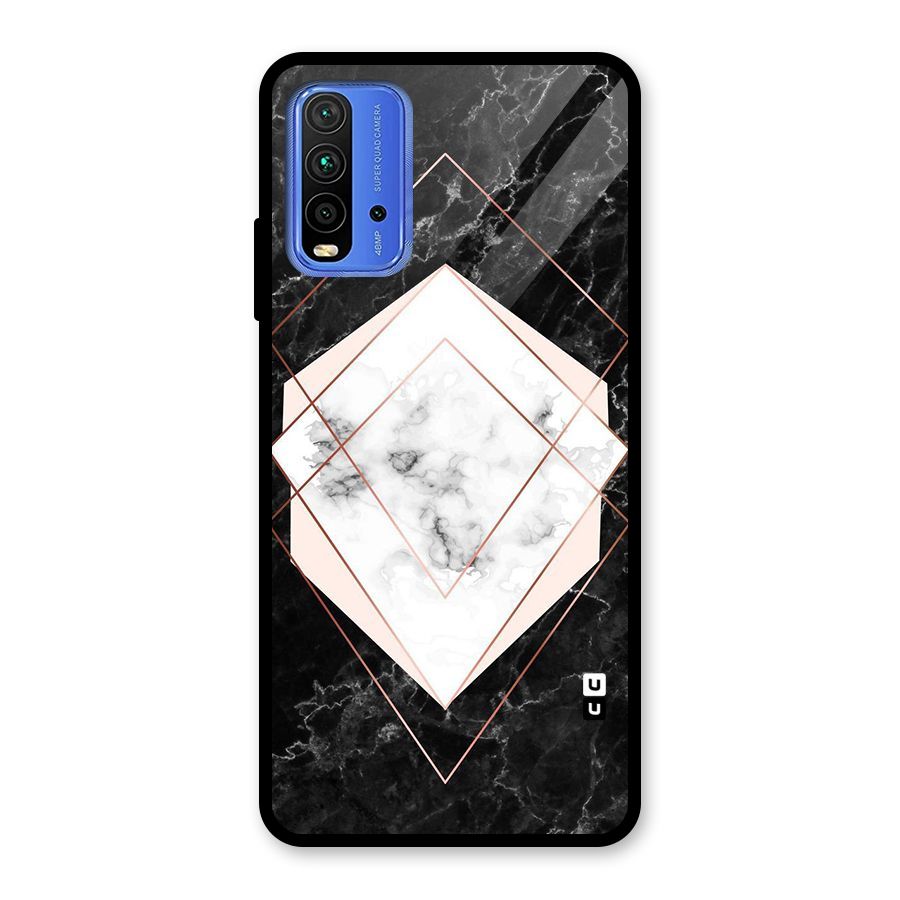 Marble Texture Print Glass Back Case for Redmi 9 Power