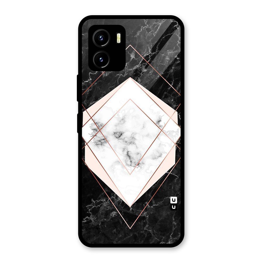 Marble Texture Print Glass Back Case for Vivo Y15s