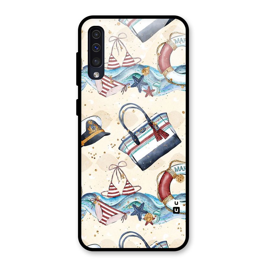 Marine Bag Design Glass Back Case for Galaxy A30s