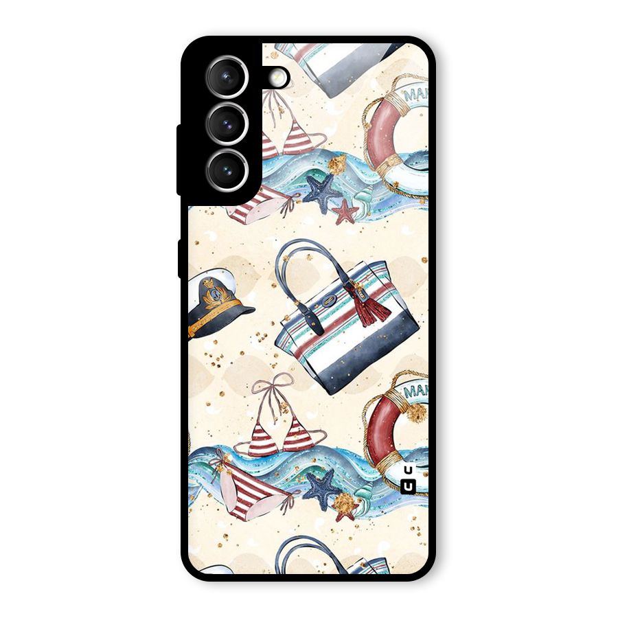 Marine Bag Design Glass Back Case for Galaxy S21 5G