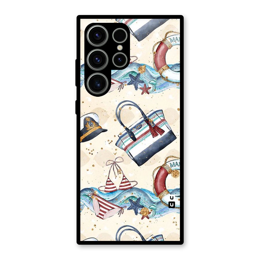 Marine Bag Design Glass Back Case for Galaxy S23 Ultra
