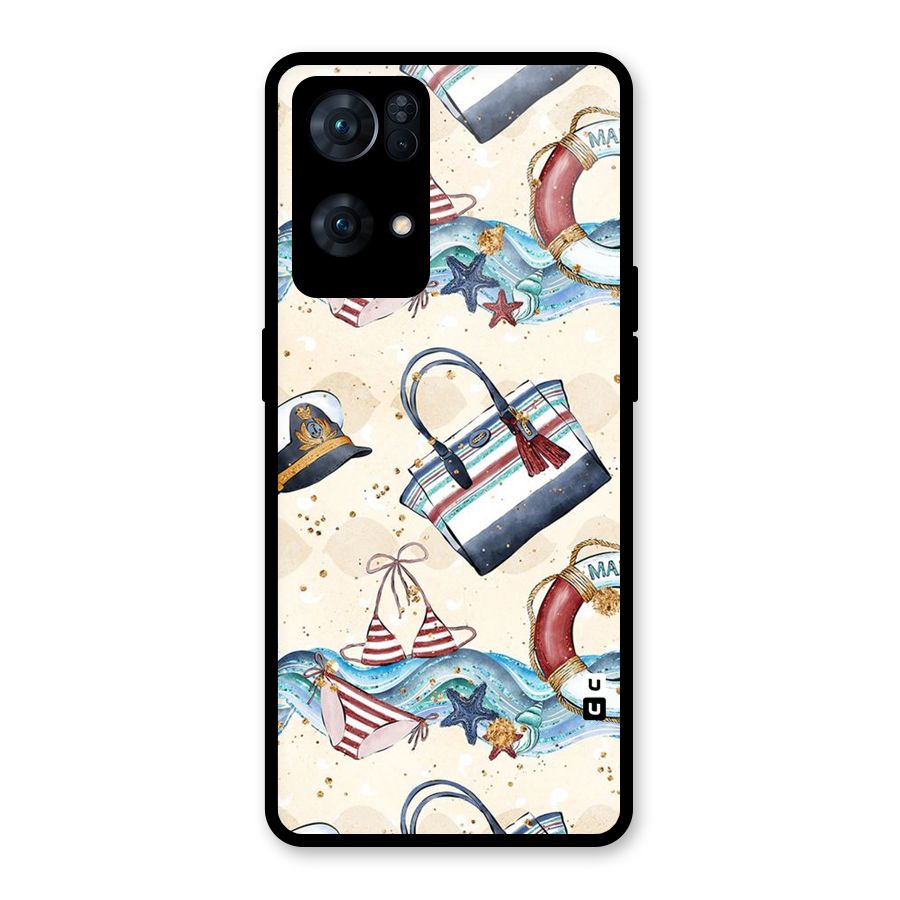 Marine Bag Design Glass Back Case for Oppo Reno7 Pro 5G