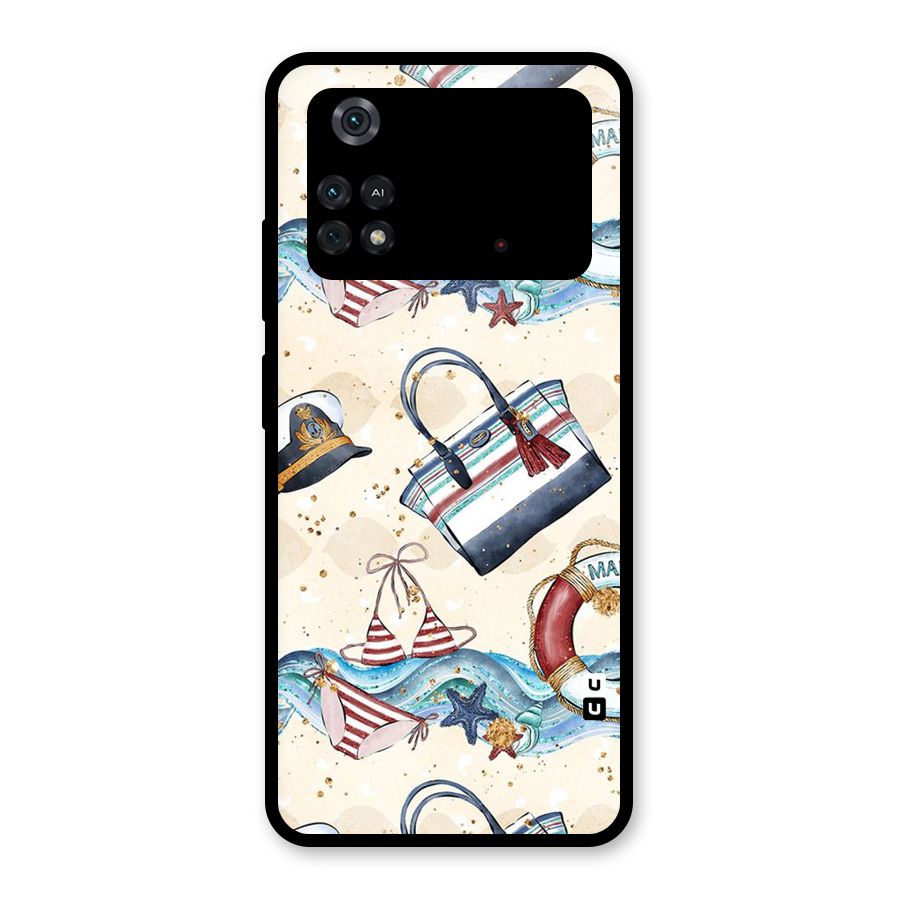 Marine Bag Design Glass Back Case for Poco M4 Pro 4G