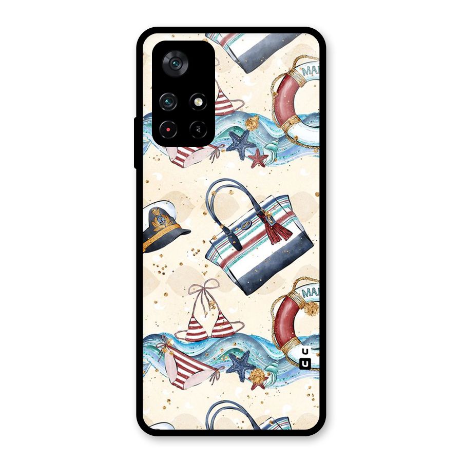 Marine Bag Design Glass Back Case for Poco M4 Pro 5G