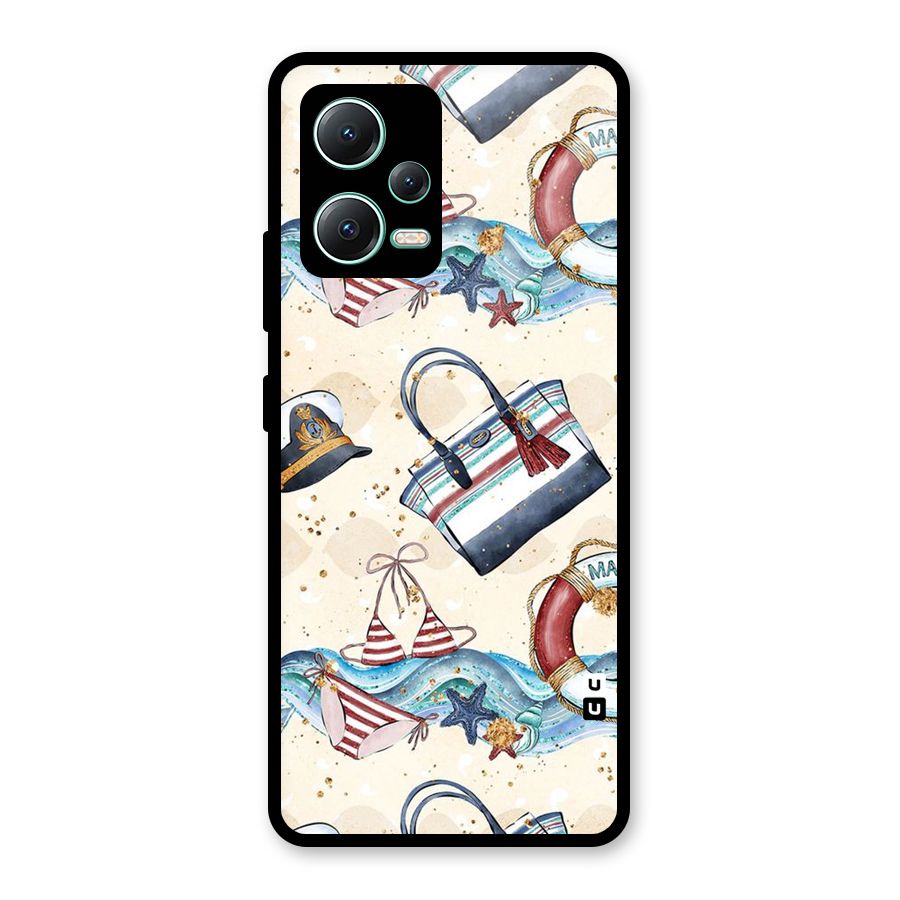 Marine Bag Design Glass Back Case for Redmi Note 12 5G