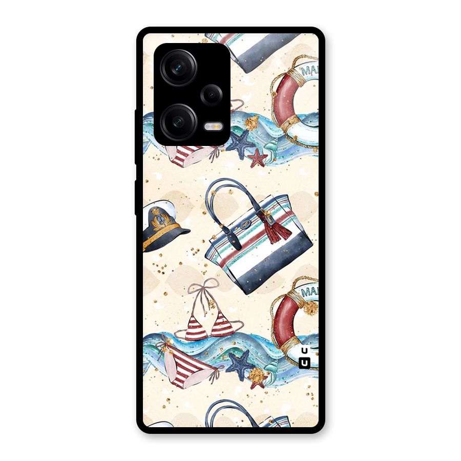 Marine Bag Design Glass Back Case for Redmi Note 12 Pro