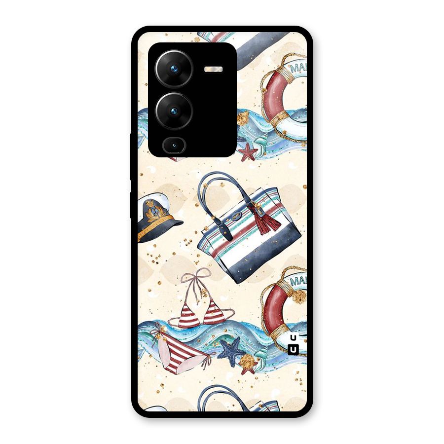 Marine Bag Design Glass Back Case for Vivo V25 Pro
