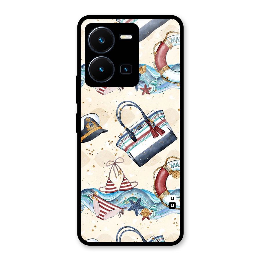 Marine Bag Design Glass Back Case for Vivo Y35