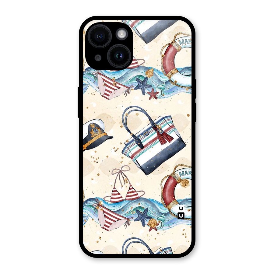 Marine Bag Design Glass Back Case for iPhone 14