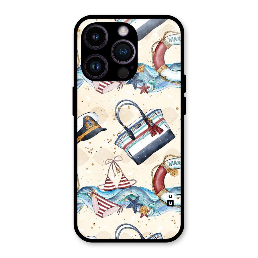 Marine Bag Design Glass Back Case for iPhone 14 Pro