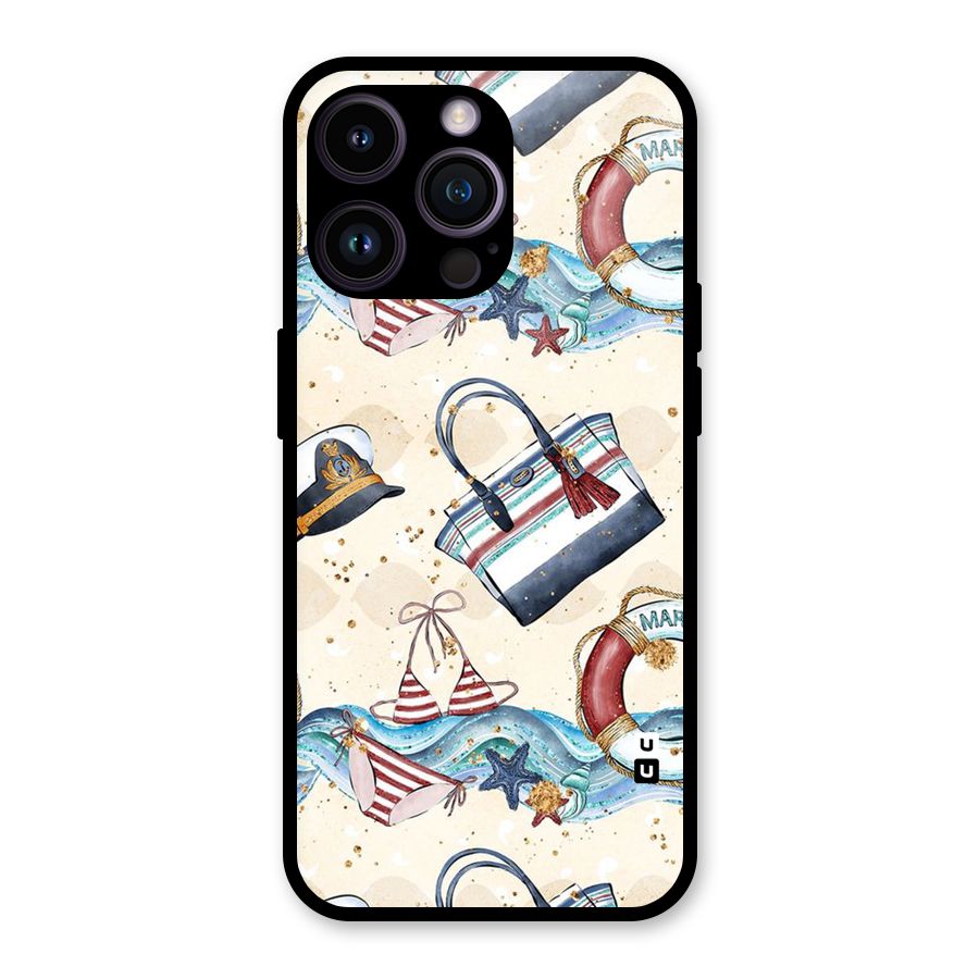 Marine Bag Design Glass Back Case for iPhone 14 Pro Max