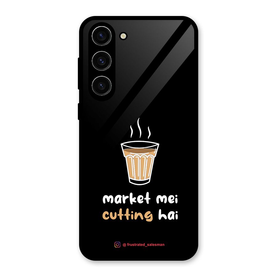 Market Mei Cutting Hai Black Glass Back Case for Galaxy S23 Plus