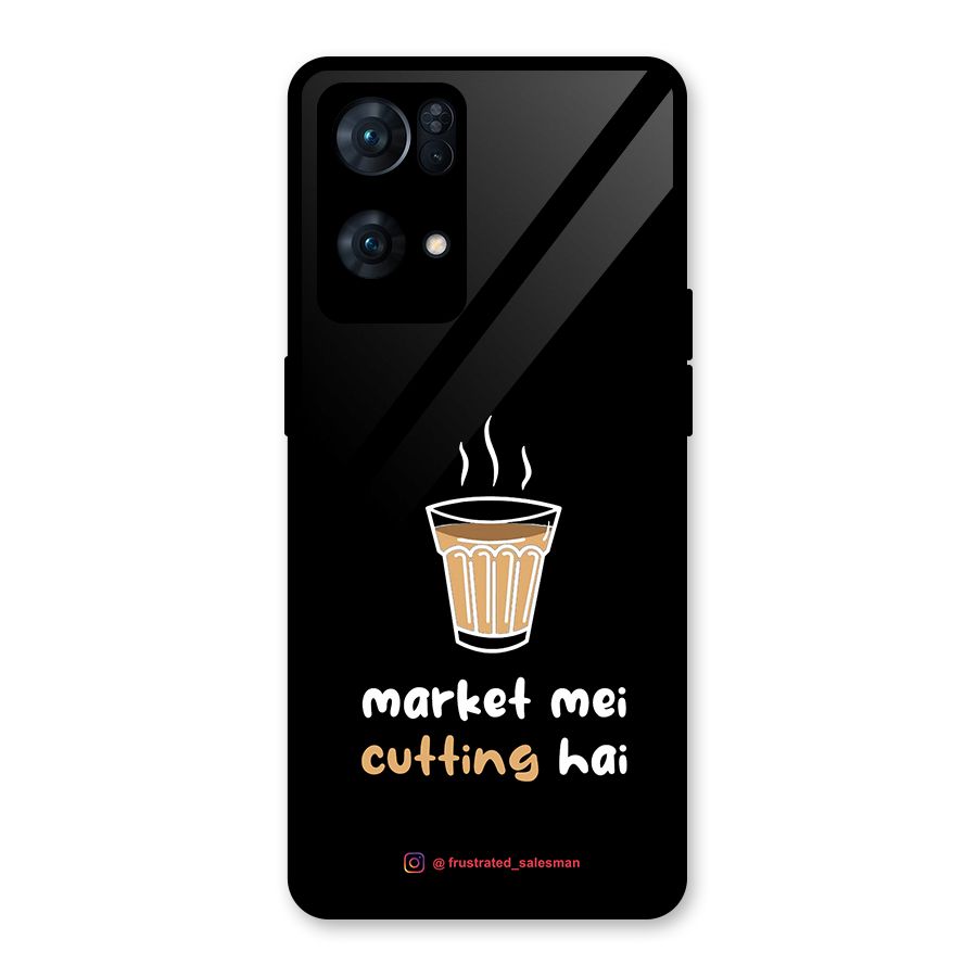 Market Mei Cutting Hai Black Glass Back Case for Oppo Reno7 Pro 5G