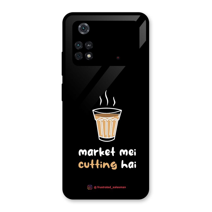 Market Mei Cutting Hai Black Glass Back Case for Poco M4 Pro 4G