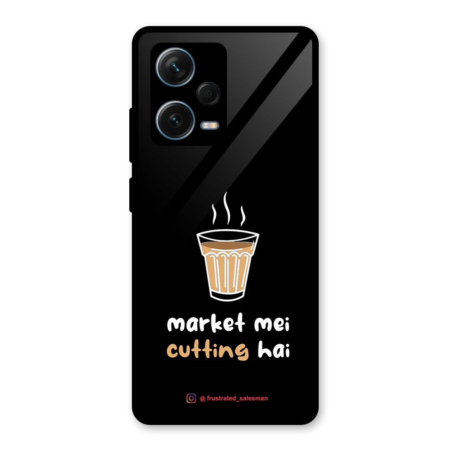 Market Mei Cutting Hai Black Glass Back Case for Redmi Note 12 Pro Plus 5G