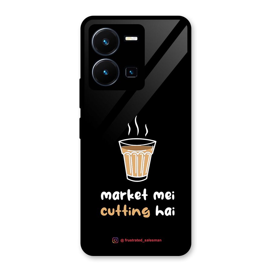 Market Mei Cutting Hai Black Glass Back Case for Vivo Y35