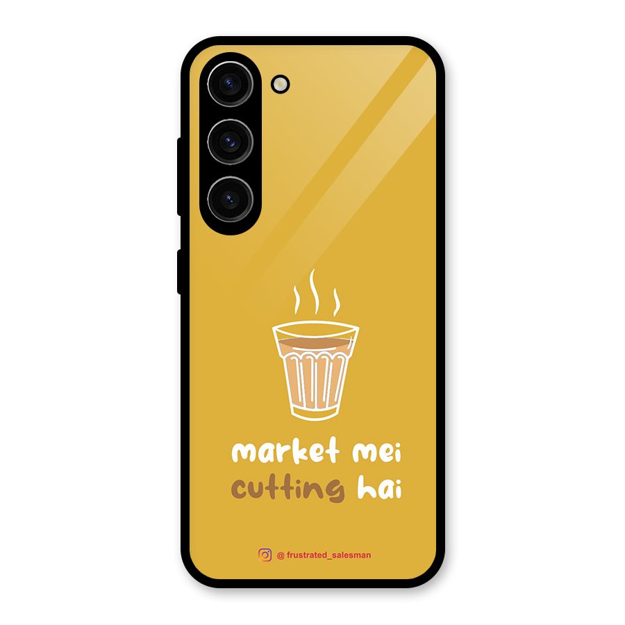 Market Mei Cutting Hai Mustard Yellow Glass Back Case for Galaxy S23