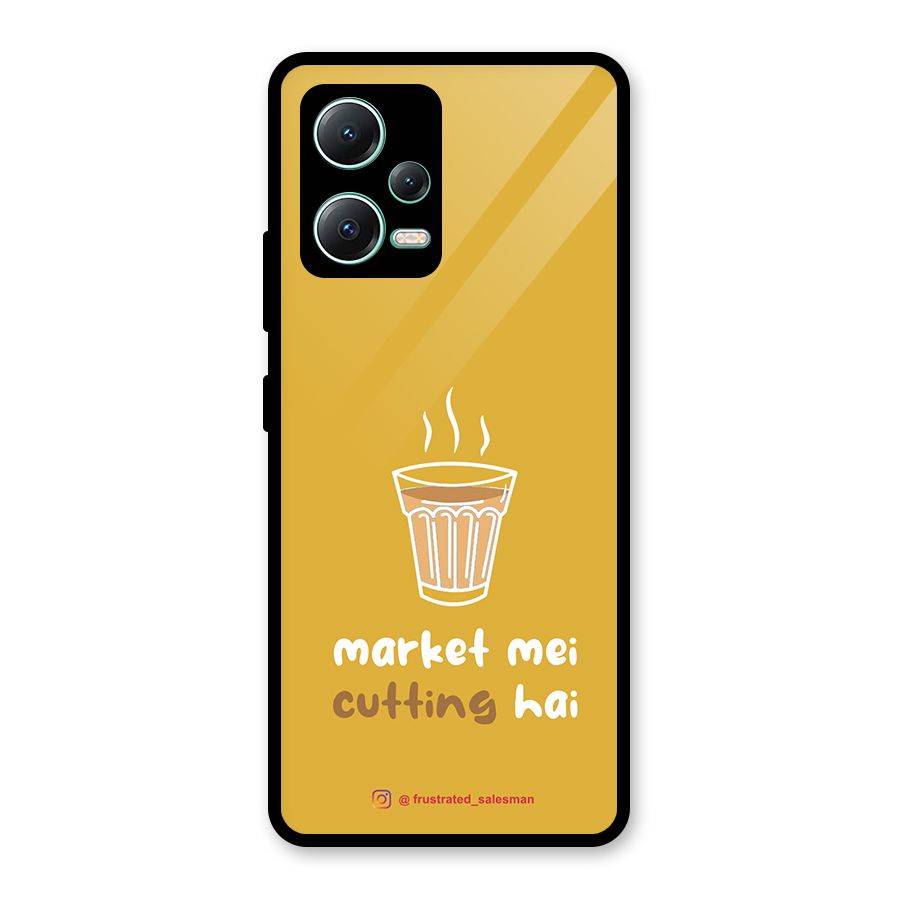 Market Mei Cutting Hai Mustard Yellow Glass Back Case for Redmi Note 12 5G