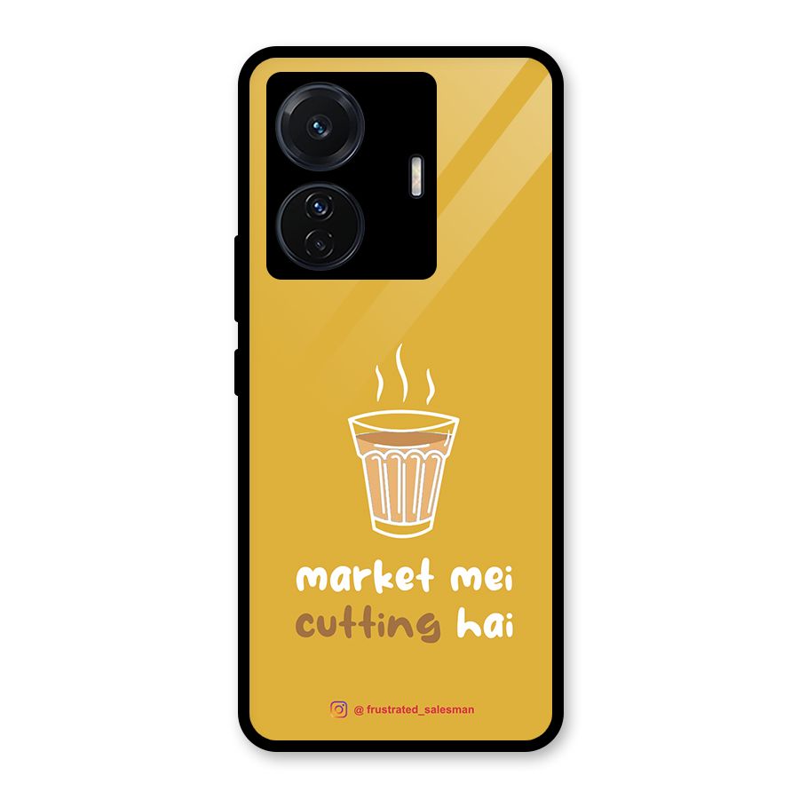 Market Mei Cutting Hai Mustard Yellow Glass Back Case for Vivo T1 Pro