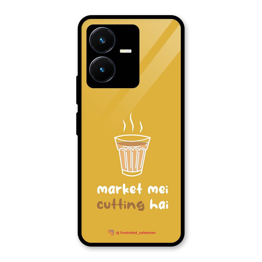 Market Mei Cutting Hai Mustard Yellow Glass Back Case for Vivo Y22