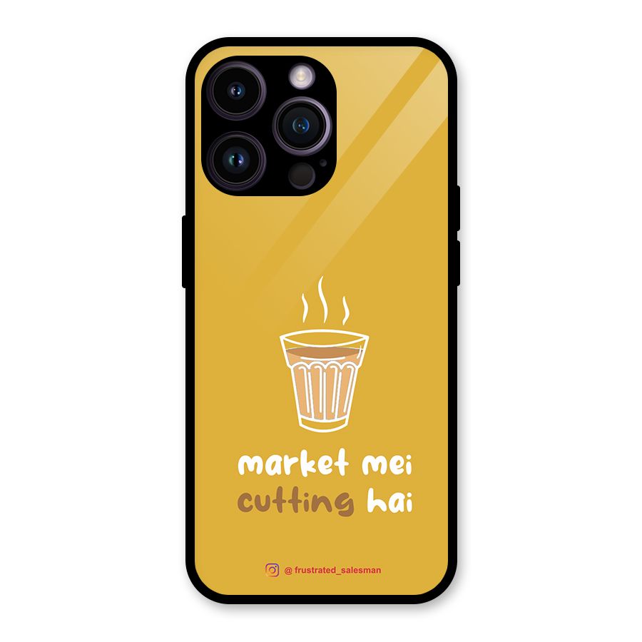 Market Mei Cutting Hai Mustard Yellow Glass Back Case for iPhone 14 Pro Max