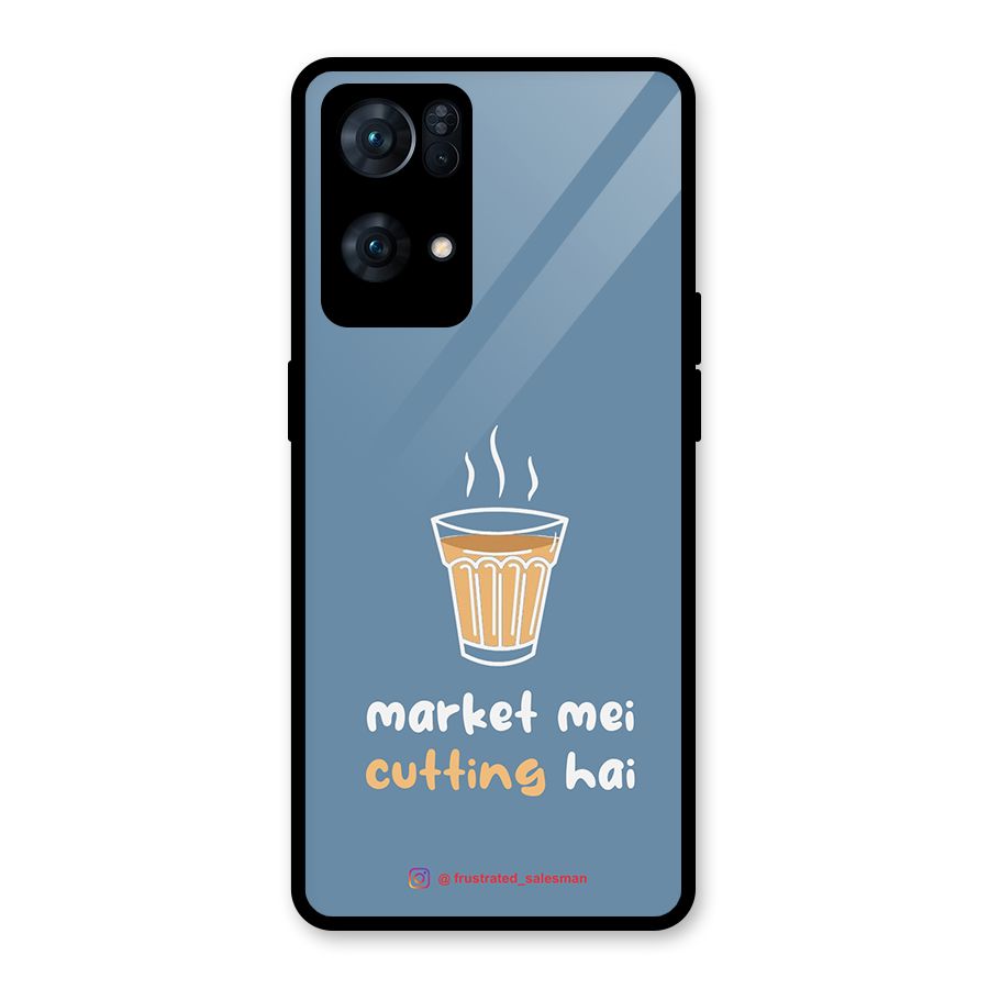 Market Mei Cutting Hai SteelBlue Glass Back Case for Oppo Reno7 Pro 5G