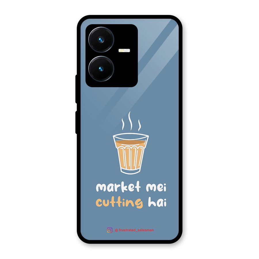 Market Mei Cutting Hai SteelBlue Glass Back Case for Vivo Y22