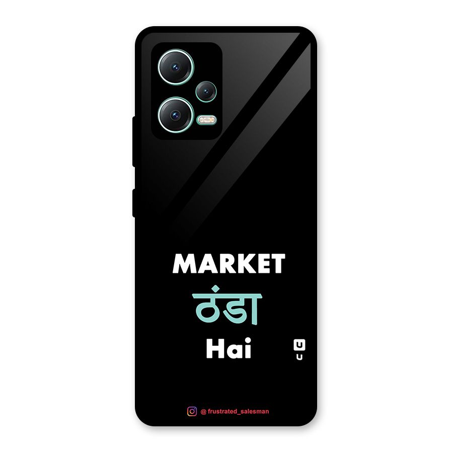 Market Thanda Hai Black Glass Back Case for Redmi Note 12 5G