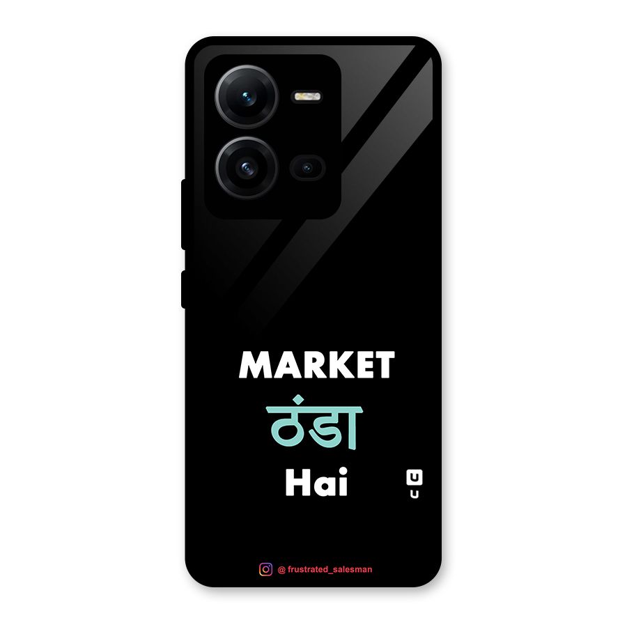 Market Thanda Hai Black Glass Back Case for Vivo V25