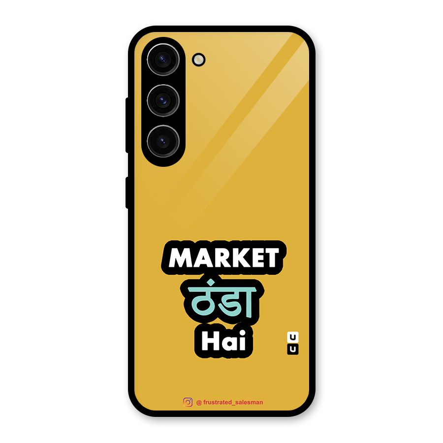 Market Thanda Hai Mustard Yellow Glass Back Case for Galaxy S23