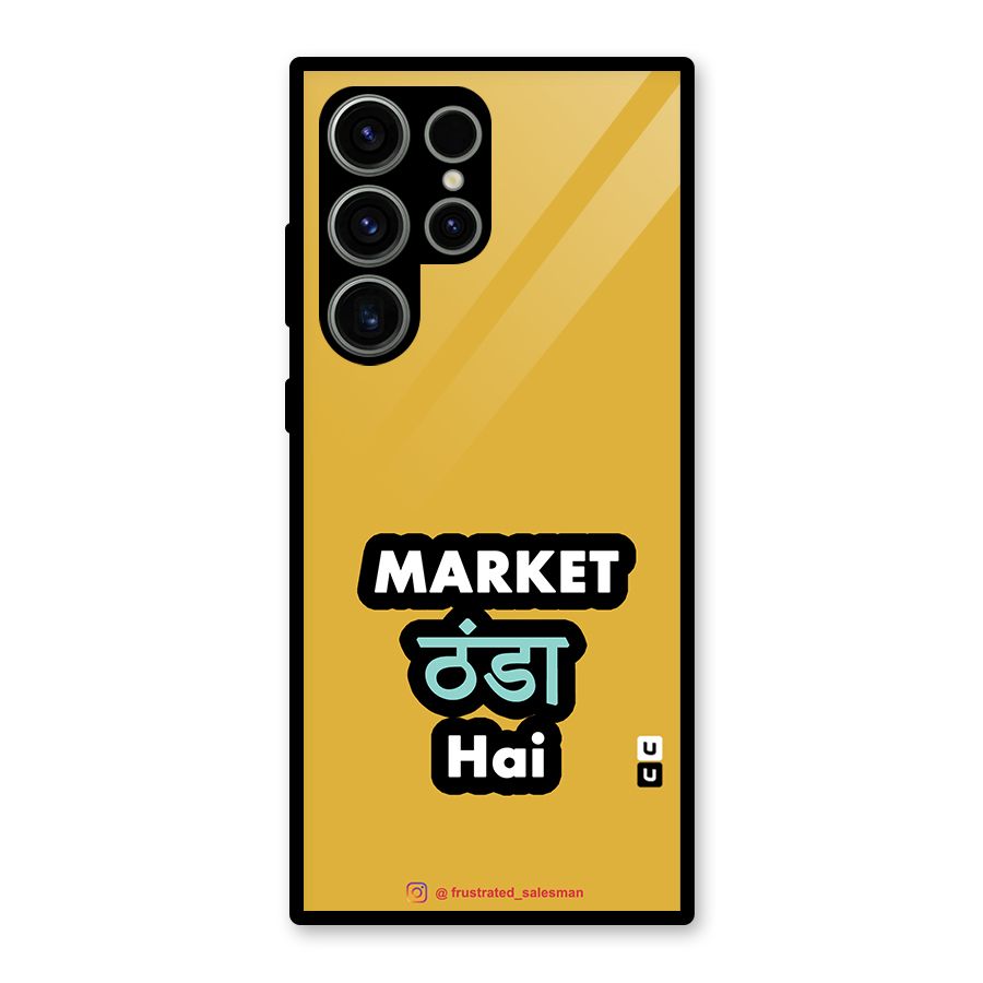 Market Thanda Hai Mustard Yellow Glass Back Case for Galaxy S23 Ultra