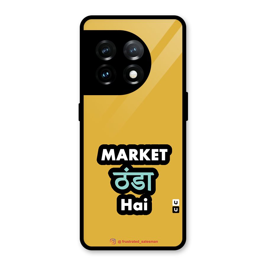 Market Thanda Hai Mustard Yellow Glass Back Case for OnePlus 11