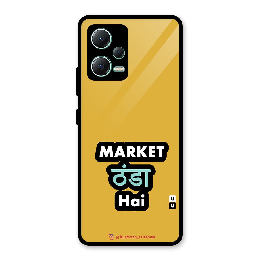 Market Thanda Hai Mustard Yellow Glass Back Case for Redmi Note 12 5G